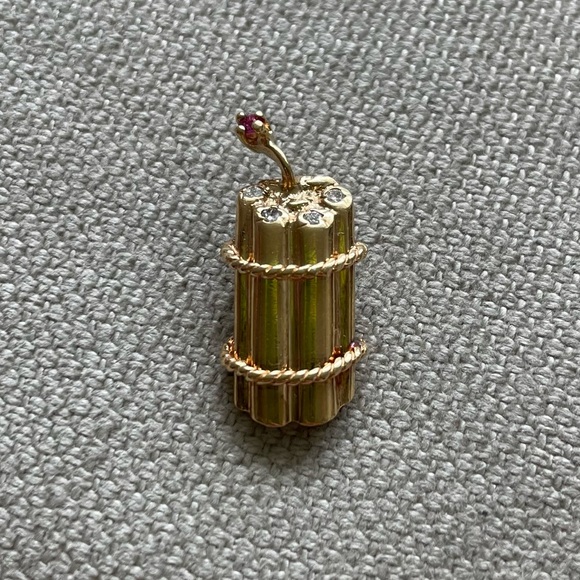 Retro🧨14K Gold🧨Diamond and Ruby Charm Pendant - Picture 7 of 12